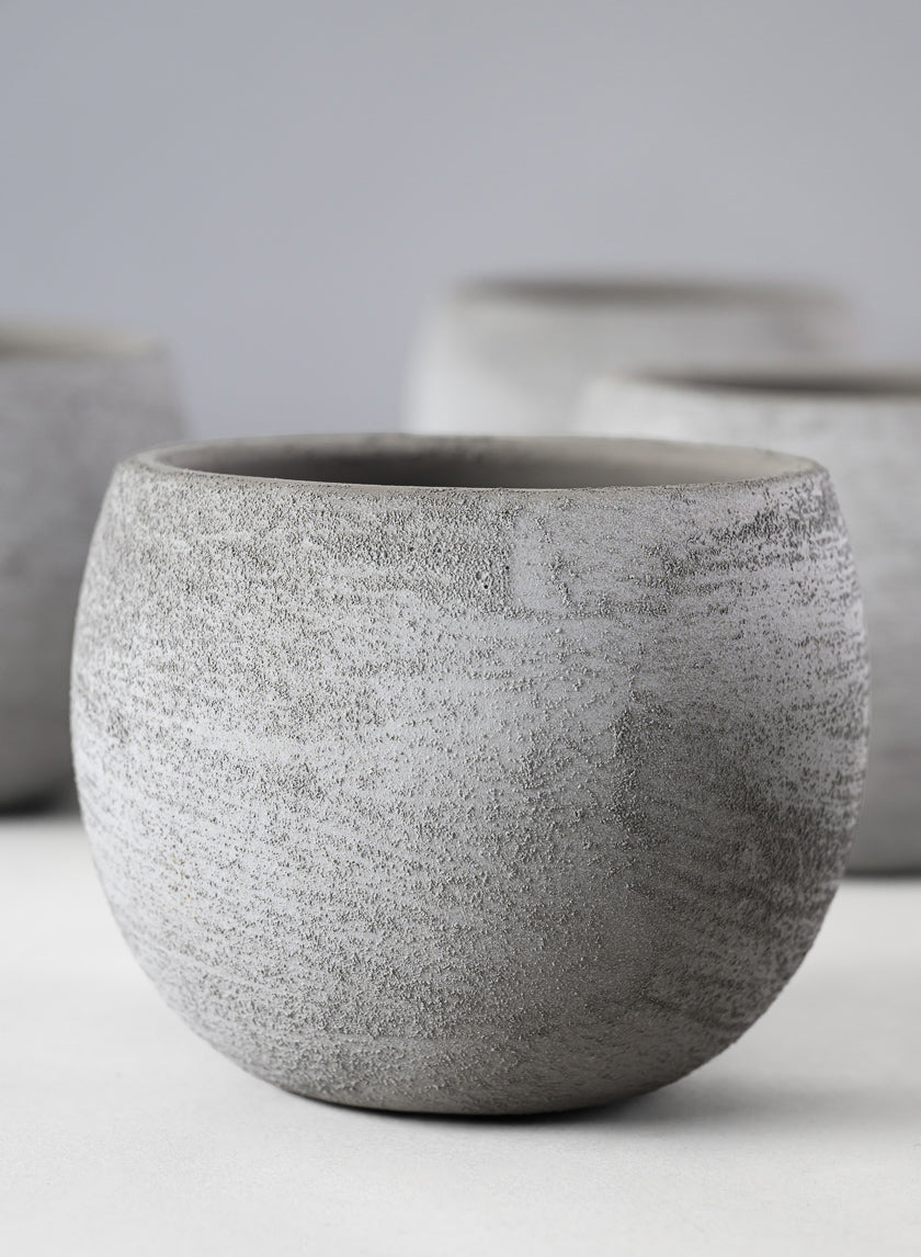 3in Tall Iquitos Venetian Grey Ceramic Mini Pot, Set of 6 Decor Jamali-garden