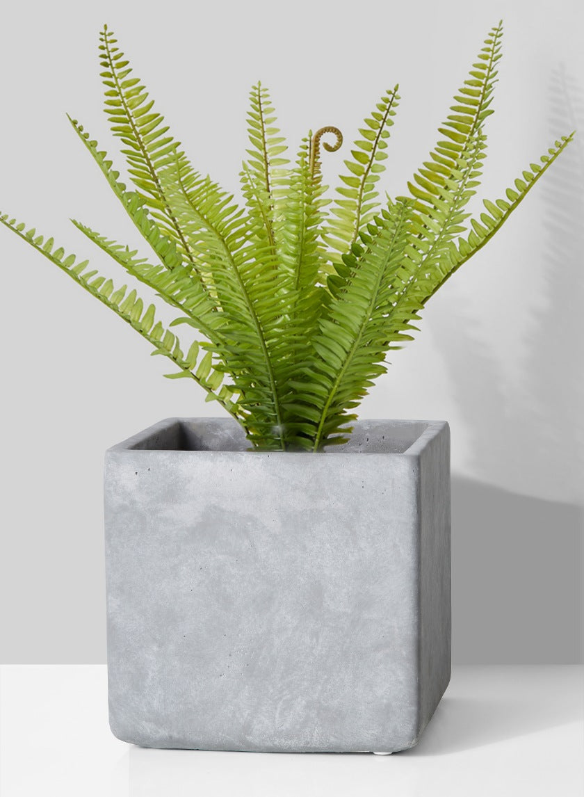 8in Tall Atelier Cement Cube Vase Decor Jamali-garden
