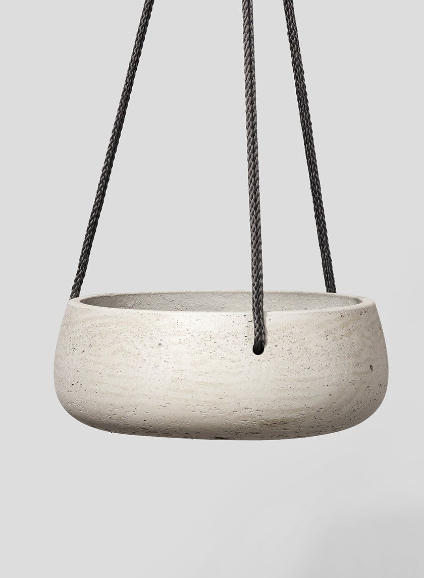 7.75in Wide Stone Gray Cement Hanging Pot Decor Jamali-garden