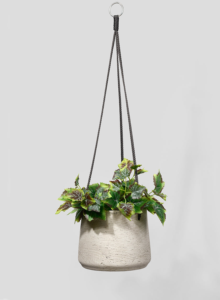 6.5in Tall Stone Gray Cement Hanging Cement Pot Decor Jamali-garden