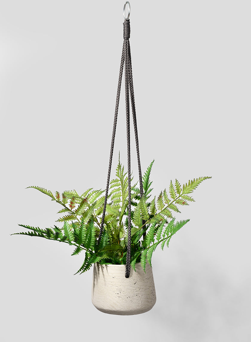 4.5in Tall Stone Gray Cement Hanging Pot Decor Jamali-garden