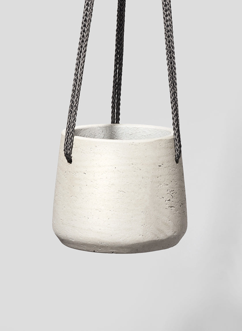 4.5in Tall Stone Gray Cement Hanging Pot Decor Jamali-garden