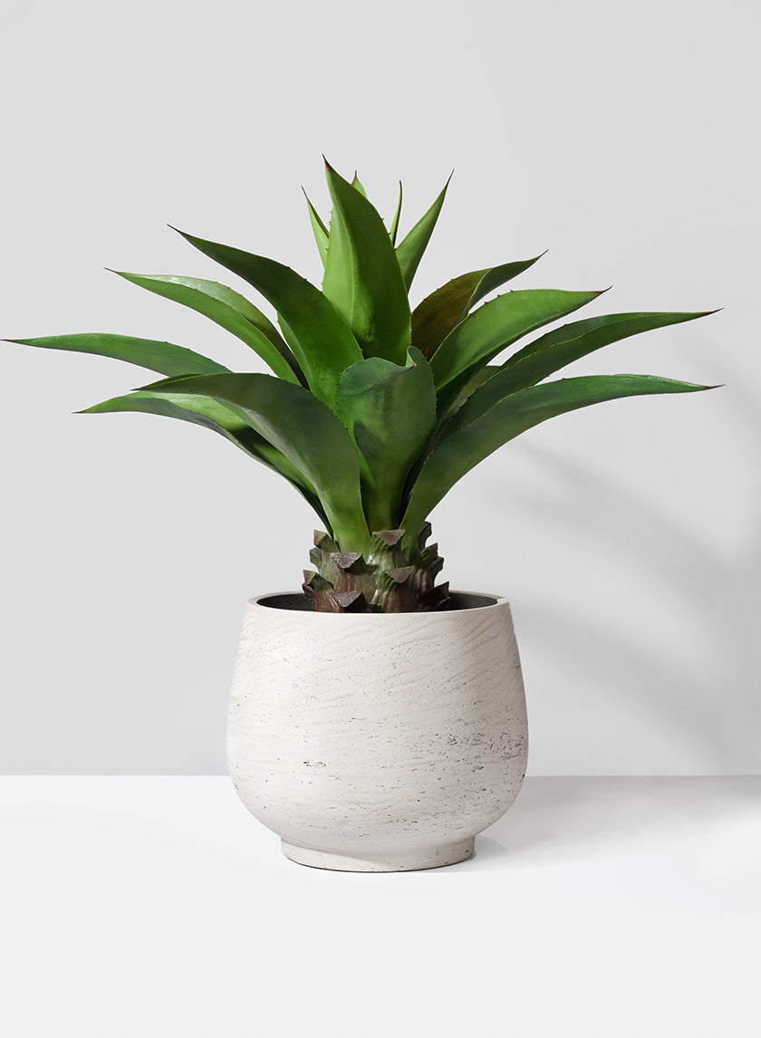 10.5in Tall Round Grey Cement Pot Decor Jamali-garden