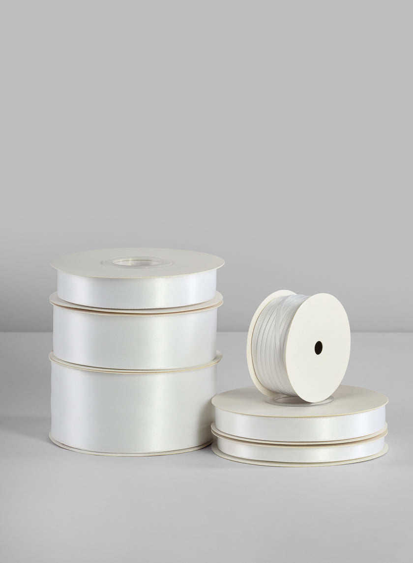 White Double Faced Satin Ribbon 50 Yard Spool Decor Jamali-garden