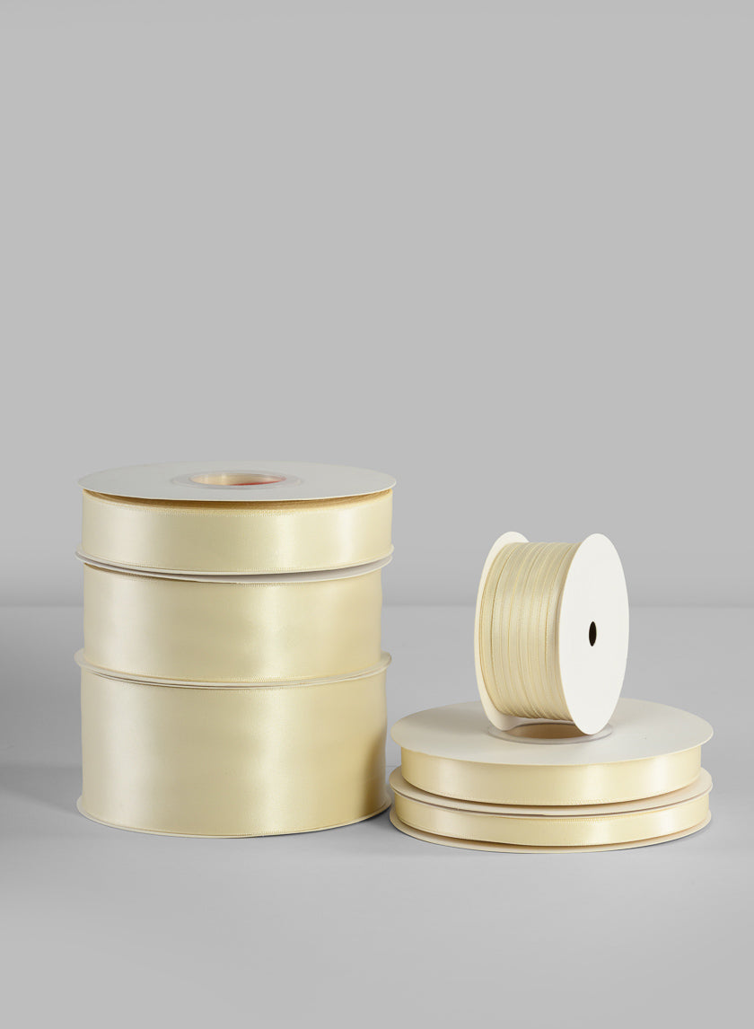 Ivory Double Faced Satin Ribbon 50 Yard Spool Decor Jamali-garden