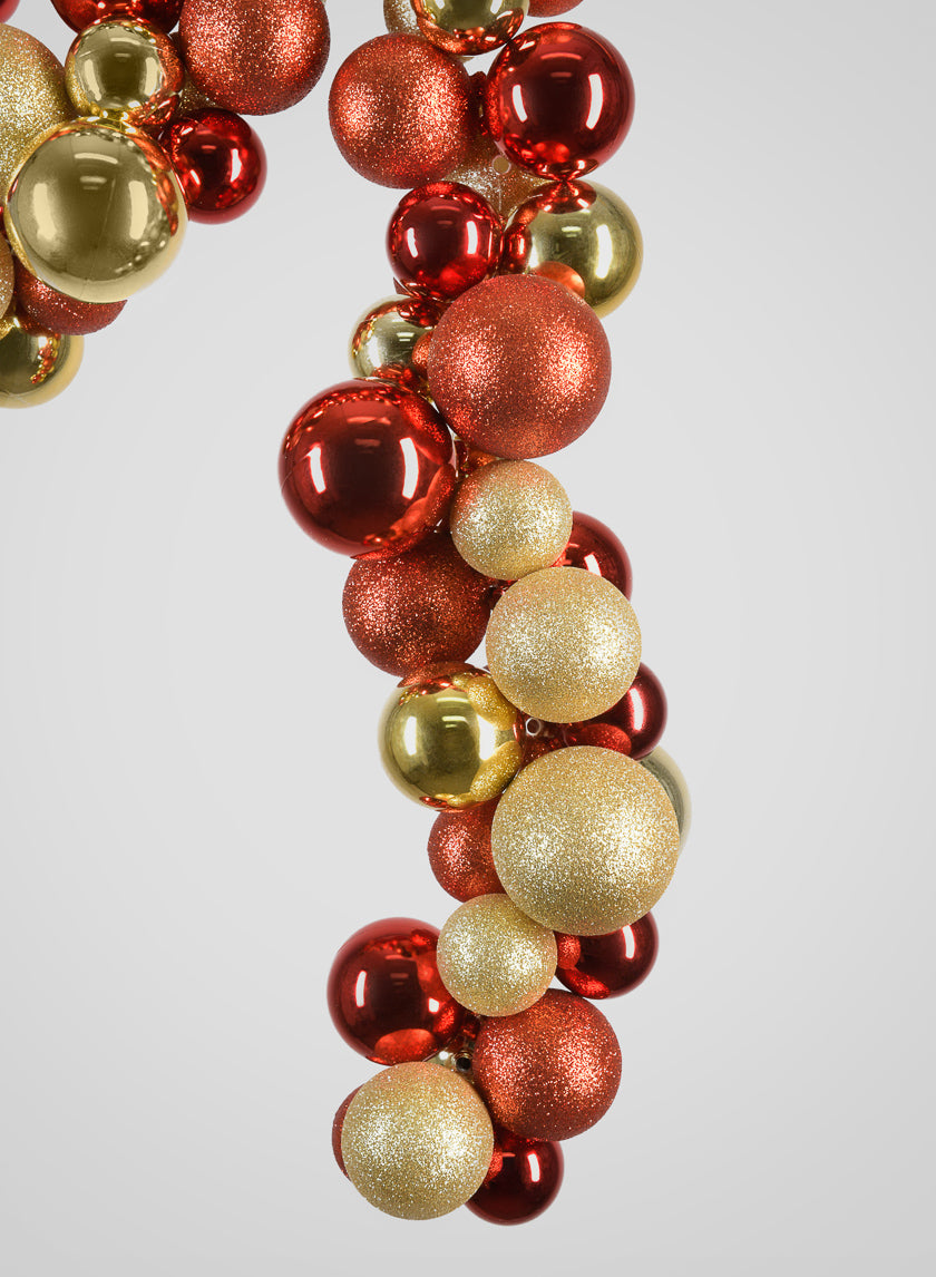 55in Long Red Gold Festive Ball Garland Decor Jamali-garden
