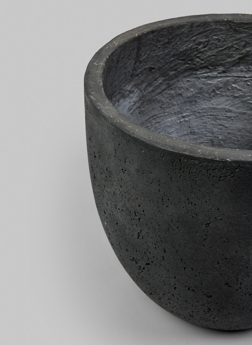 Yerevan Black Cement Stone Egg Pot Decor Jamali-garden