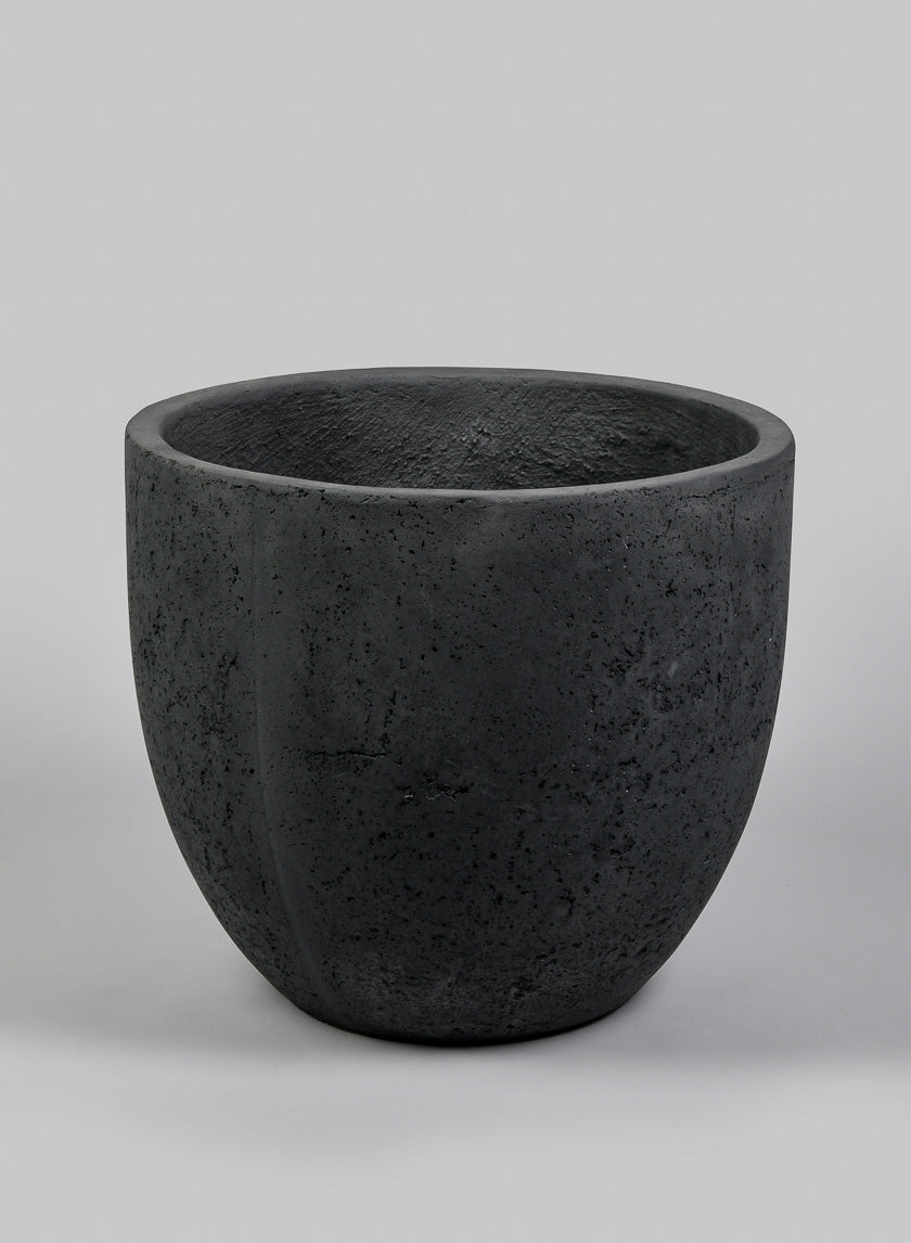 Yerevan Black Cement Stone Egg Pot Decor Jamali-garden Black 16in Tall EACH