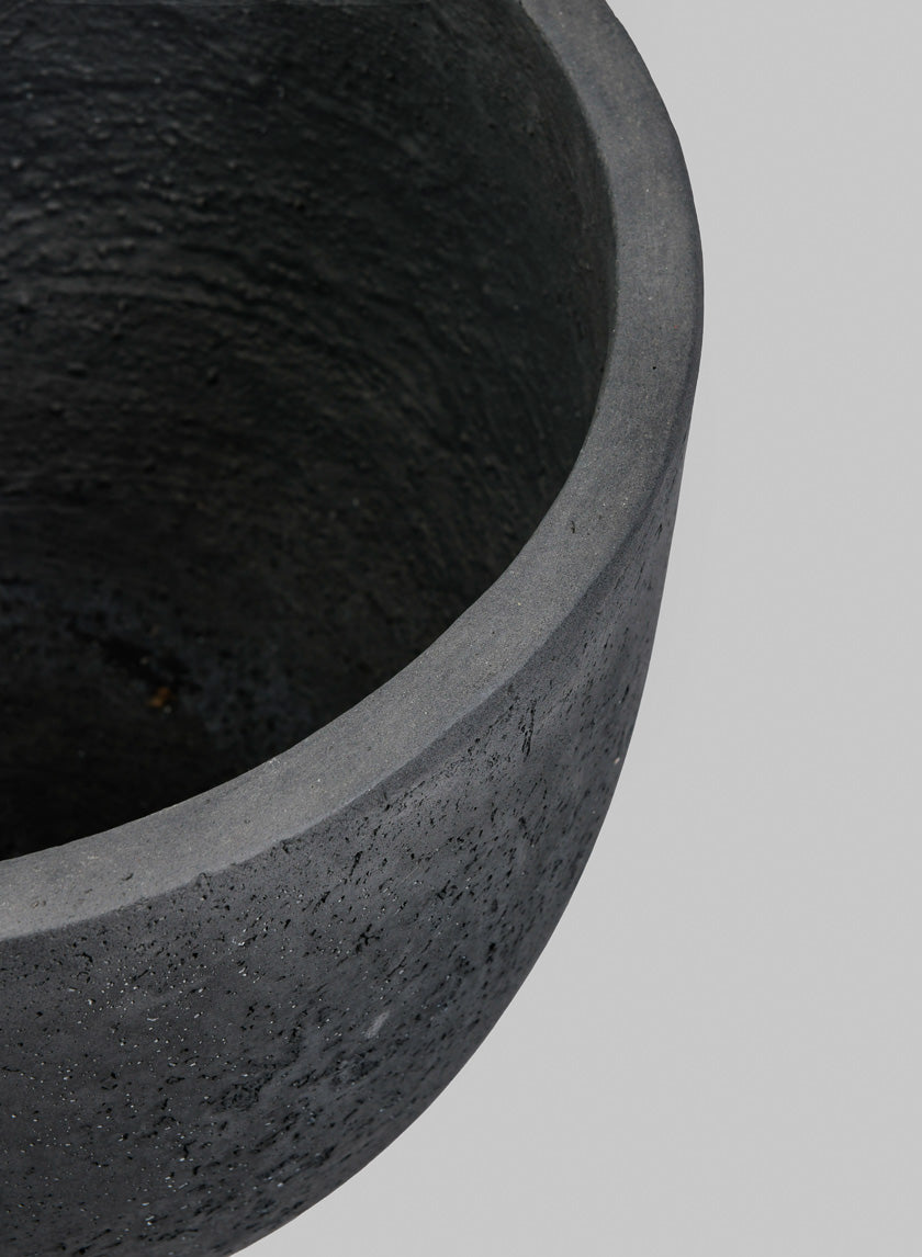 Yerevan Black Cement Stone Egg Pot Decor Jamali-garden