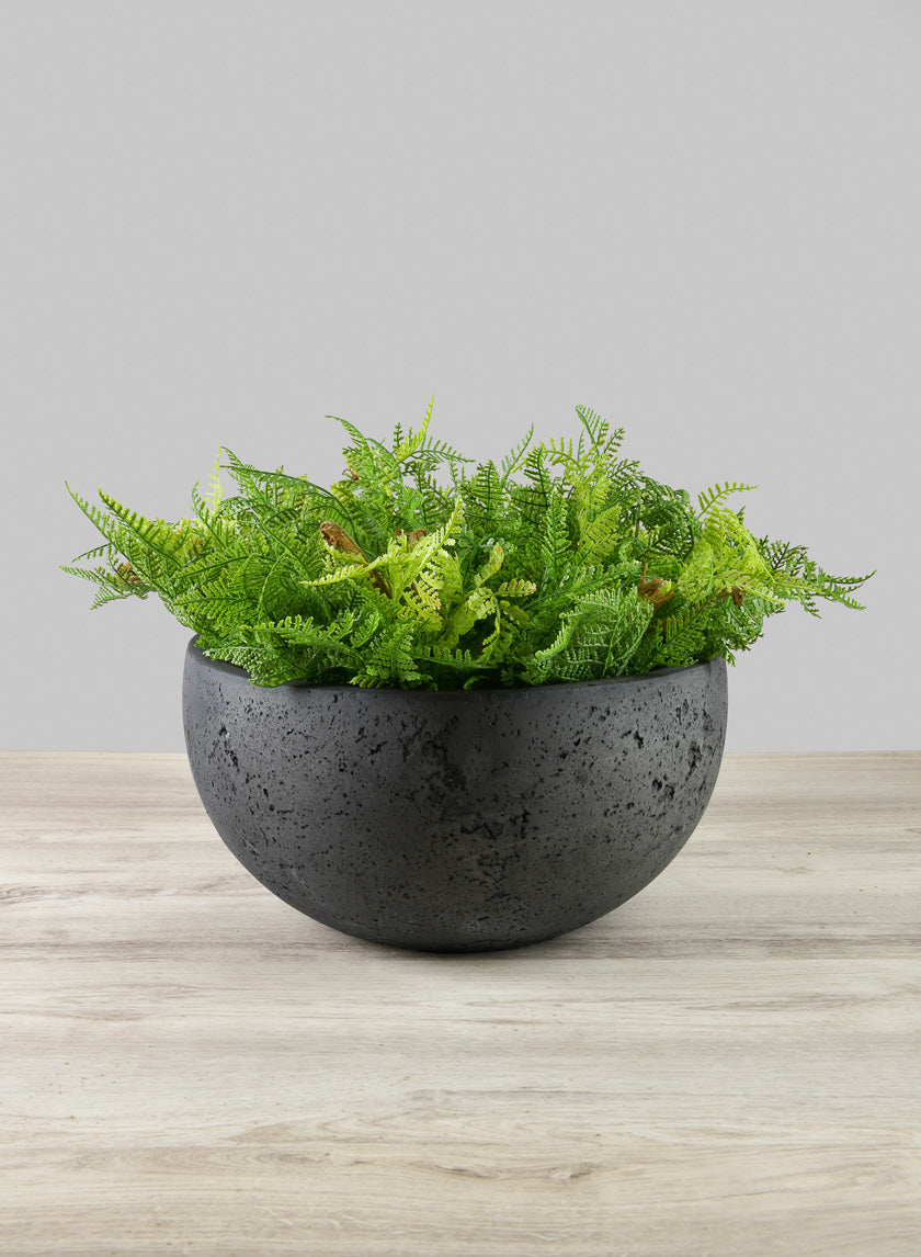 Yerevan Black Cement Stone Bowl Planter Decor Jamali-garden Black 12.5in Wide EACH