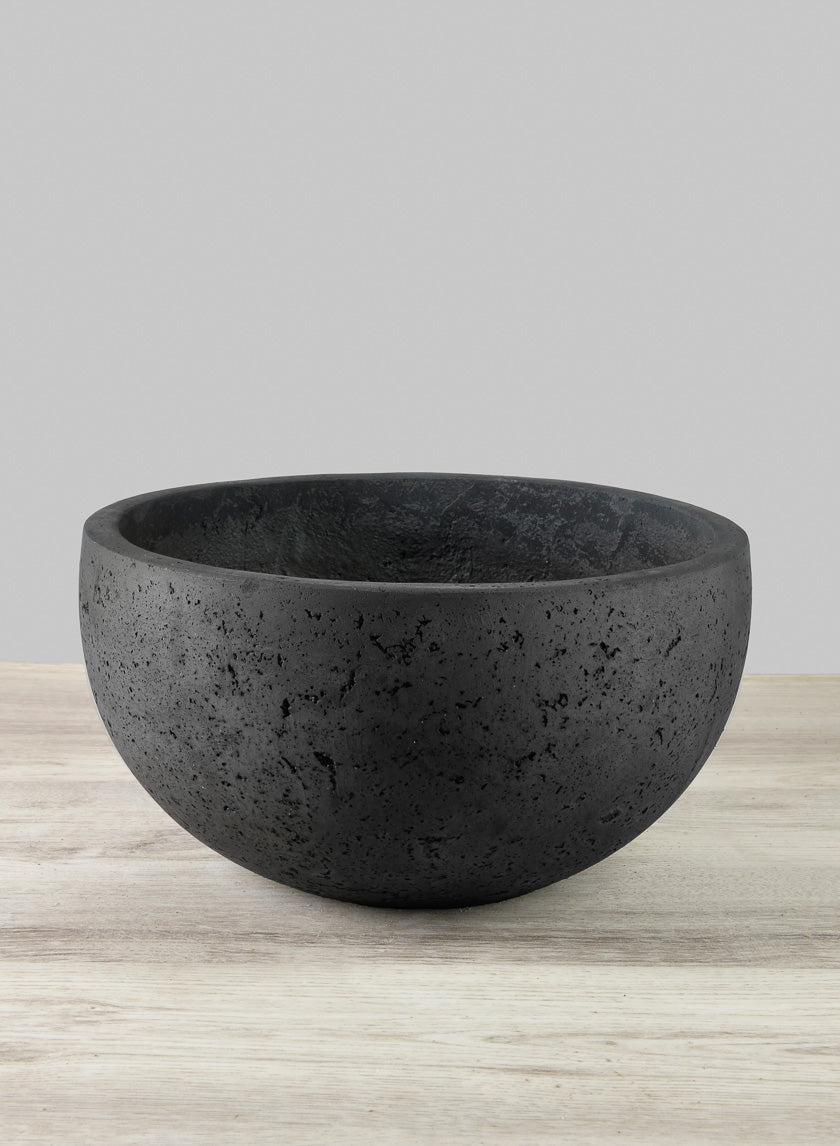 Yerevan Black Cement Stone Bowl Planter Decor Jamali-garden