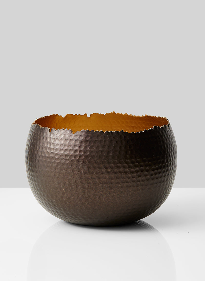 Hammered Brown Iron Egg Bowl Decor Jamali-garden
