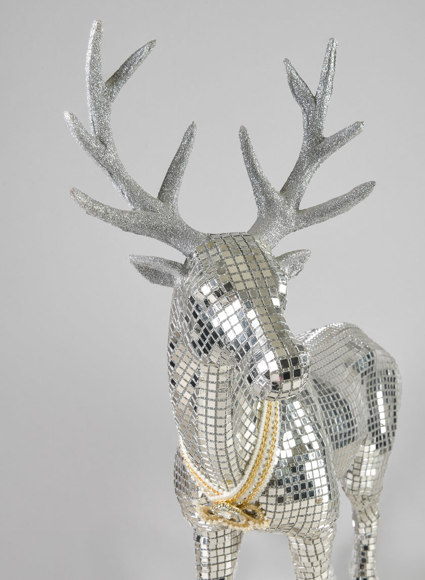 20in Tall Silver Standing Deer Decor Jamali-garden