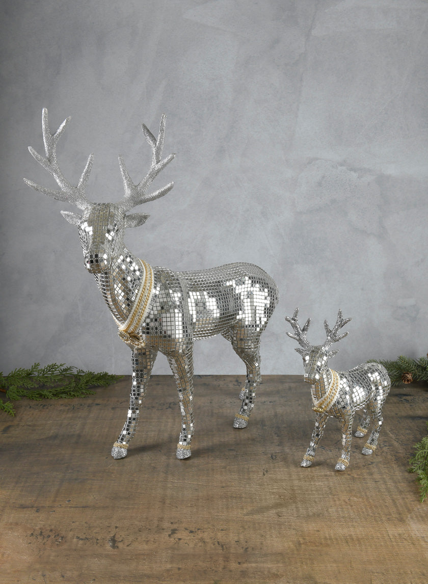 20in Tall Silver Standing Deer Decor Jamali-garden