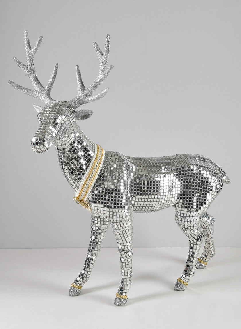 20in Tall Silver Standing Deer Decor Jamali-garden