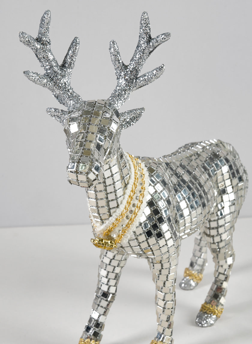 20in Tall Silver Standing Deer Decor Jamali-garden
