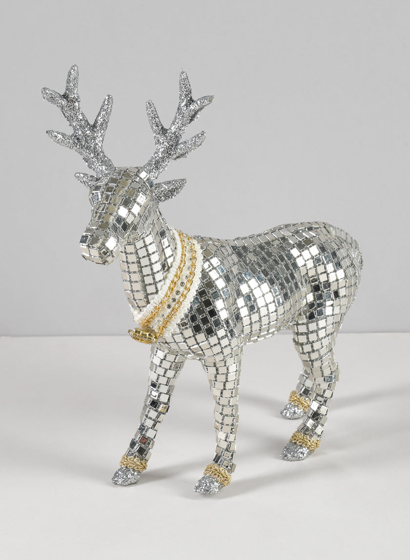 20in Tall Silver Standing Deer Decor Jamali-garden