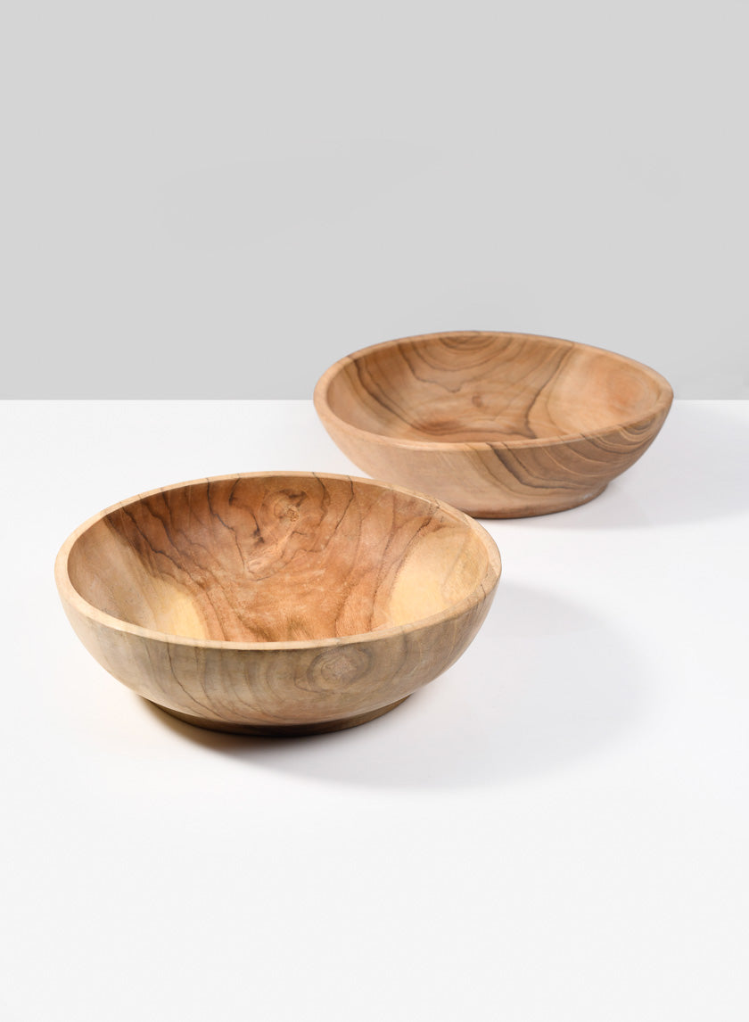 7.25in Wide Pedestal Teak Wood Bowl Decor Jamali-garden