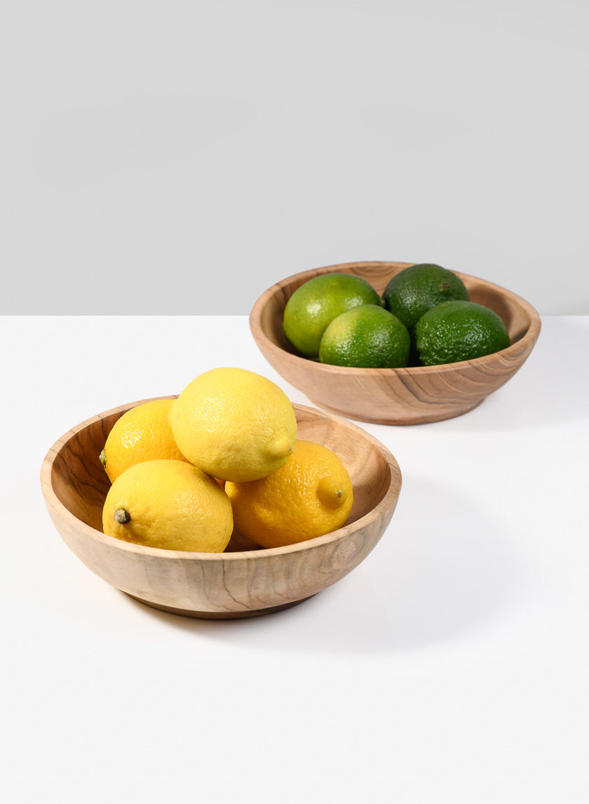 7.25in Wide Pedestal Teak Wood Bowl Decor Jamali-garden
