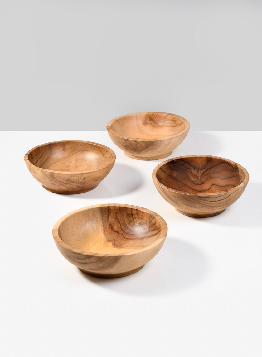 4.5in Wide Pedestal Teak Wood Bowl Decor Jamali-garden