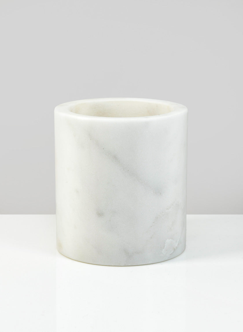 4in Tall Ashgabat White Marble Holder Decor Jamali-garden