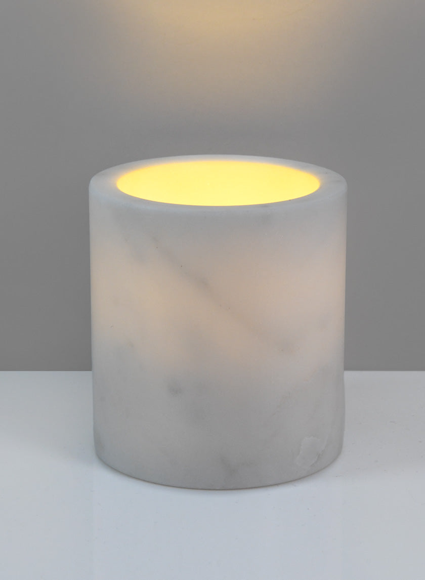 4in Tall Ashgabat White Marble Holder Decor Jamali-garden