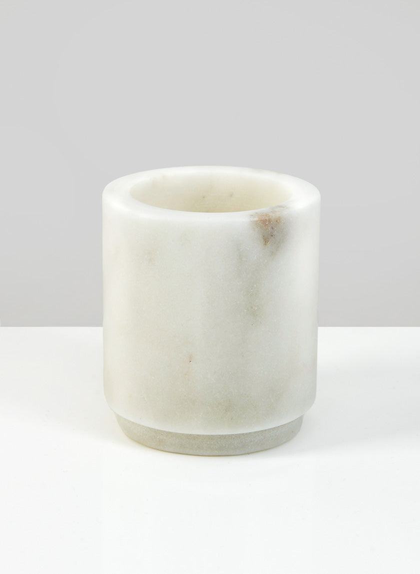 3in Tall Ashgabat White Marble Holder Decor Jamali-garden