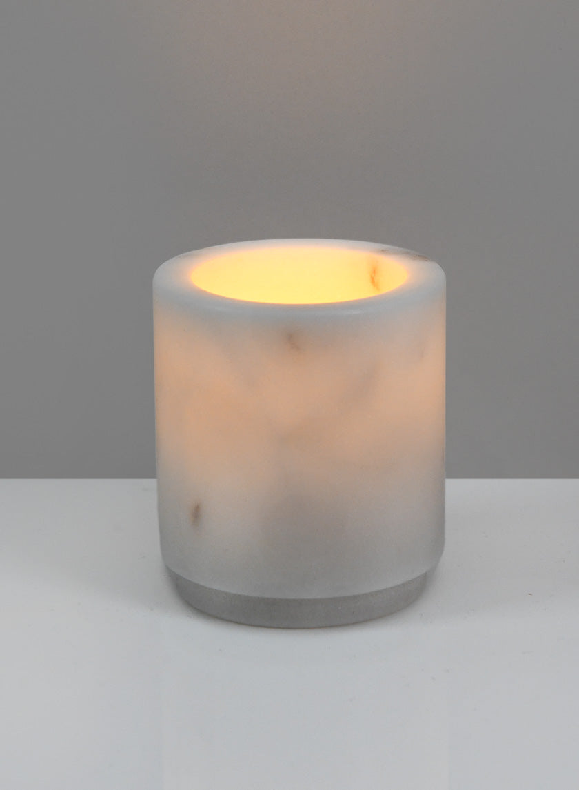 3in Tall Ashgabat White Marble Holder Decor Jamali-garden