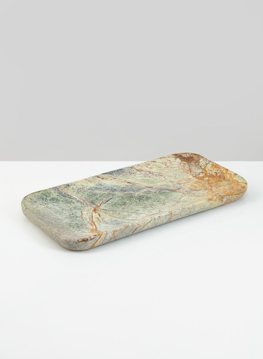 9.5in Long Jaipur Forest Brown Marble Tray Decor Jamali-garden