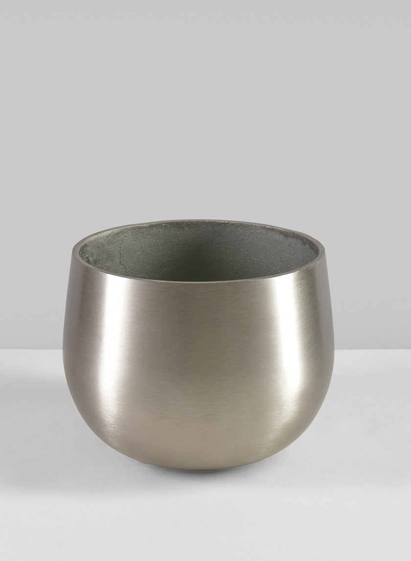 7in Tall Araami Matte Silver Aluminum Bowl Decor Jamali-garden