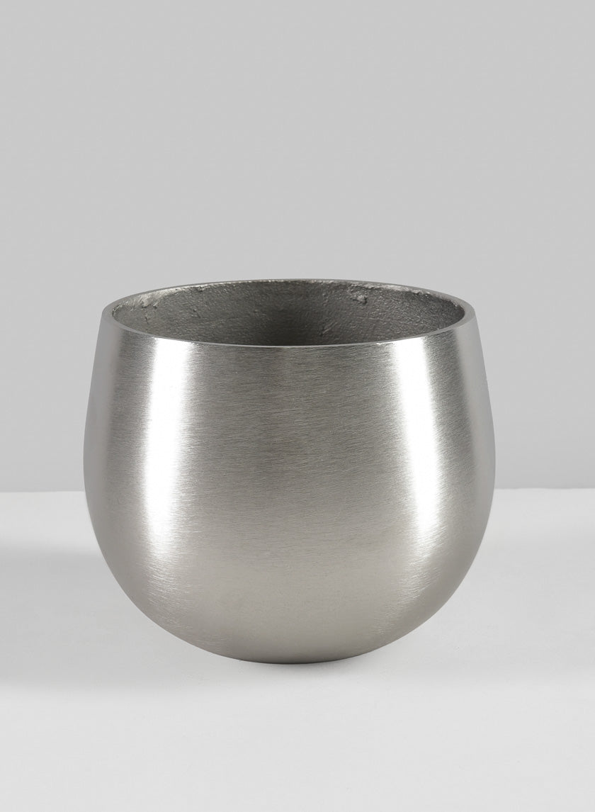 5in Tall Araami Matte Silver Aluminum Bowl Decor Jamali-garden