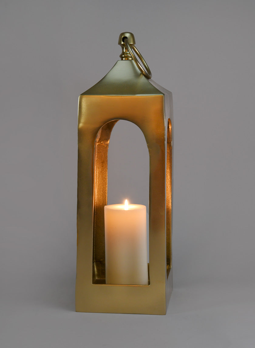 18.5in Tall Gold Chateau Lantern Decor Jamali-garden
