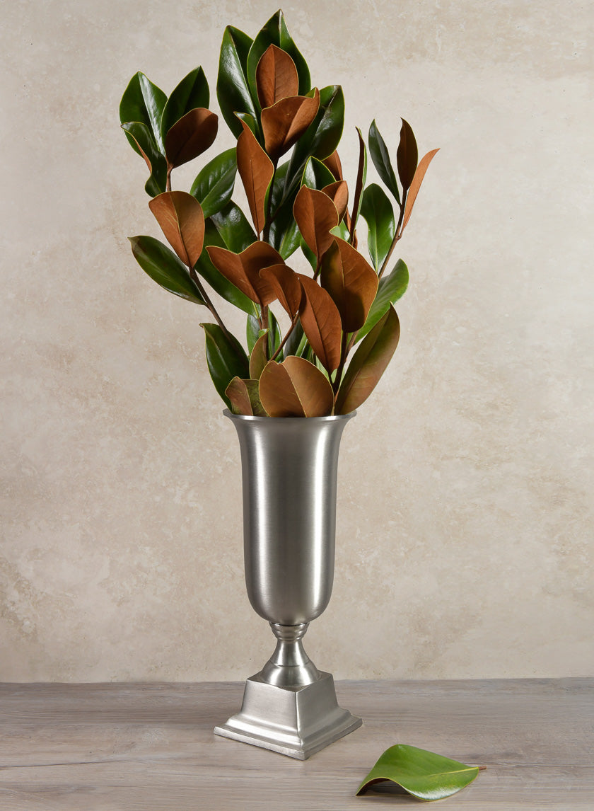 14.5in Tall Araami Matte Silver Aluminum Urn Decor Jamali-garden