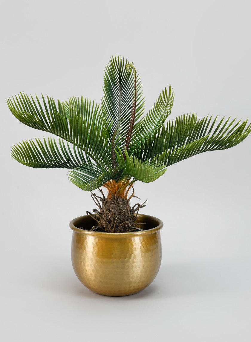 6.75in Wide Devdas Brass Look Aluminum Indoor Garden Pot, Small Decor Jamali-garden