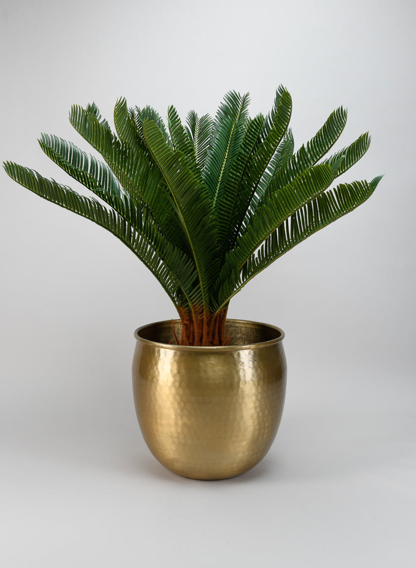 10.75in Wide Devdas Brass Look Aluminum Indoor Garden Pot, Large Decor Jamali-garden