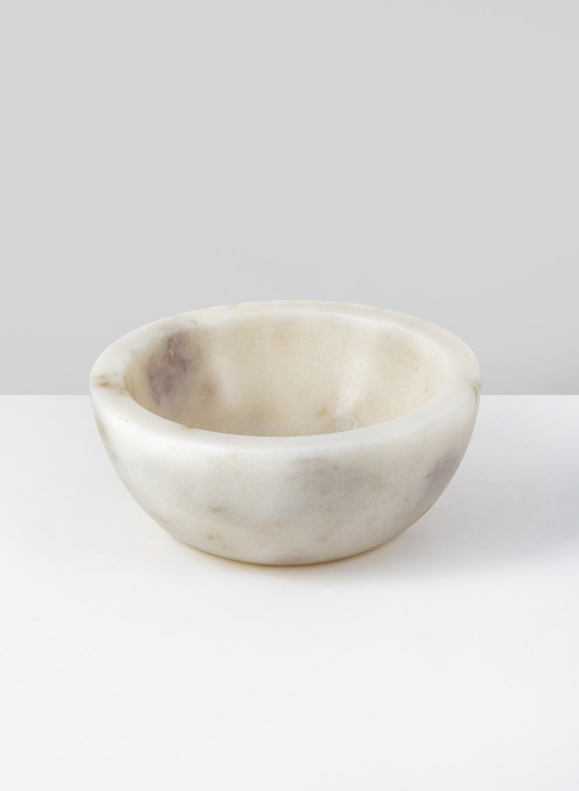 5in Wide Agra White Marble Bowl Decor Jamali-garden
