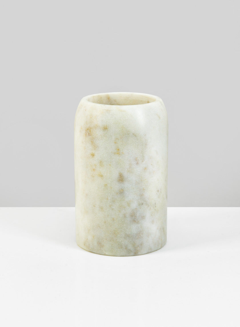 4in Tall Ashgabat Beveled Marble Cylinder Vase Decor Jamali-garden