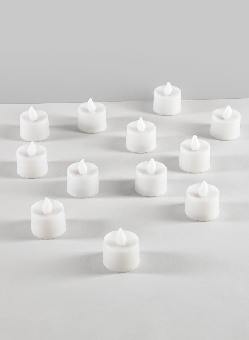 Amber LED Flickering Tea Light, Set of 12 Decor Jamali-garden