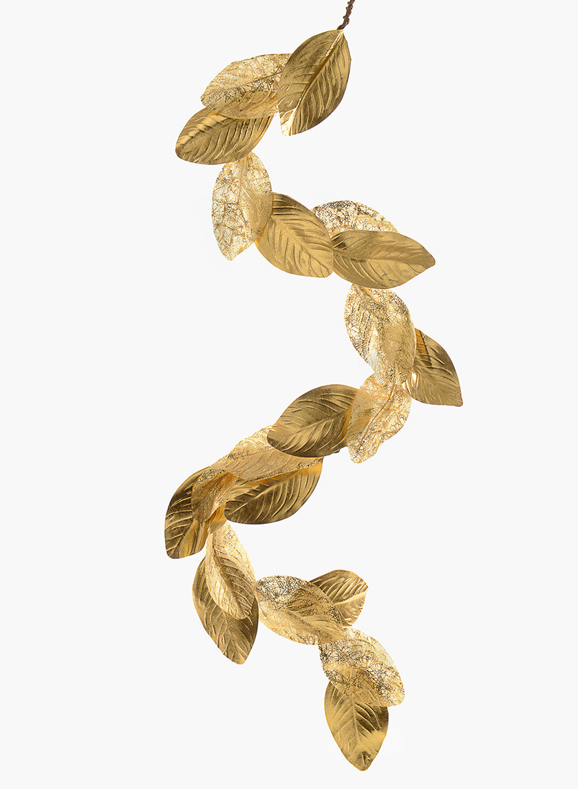 4ft Long Gold Magnolia Leaf Garland Decor Jamali-garden