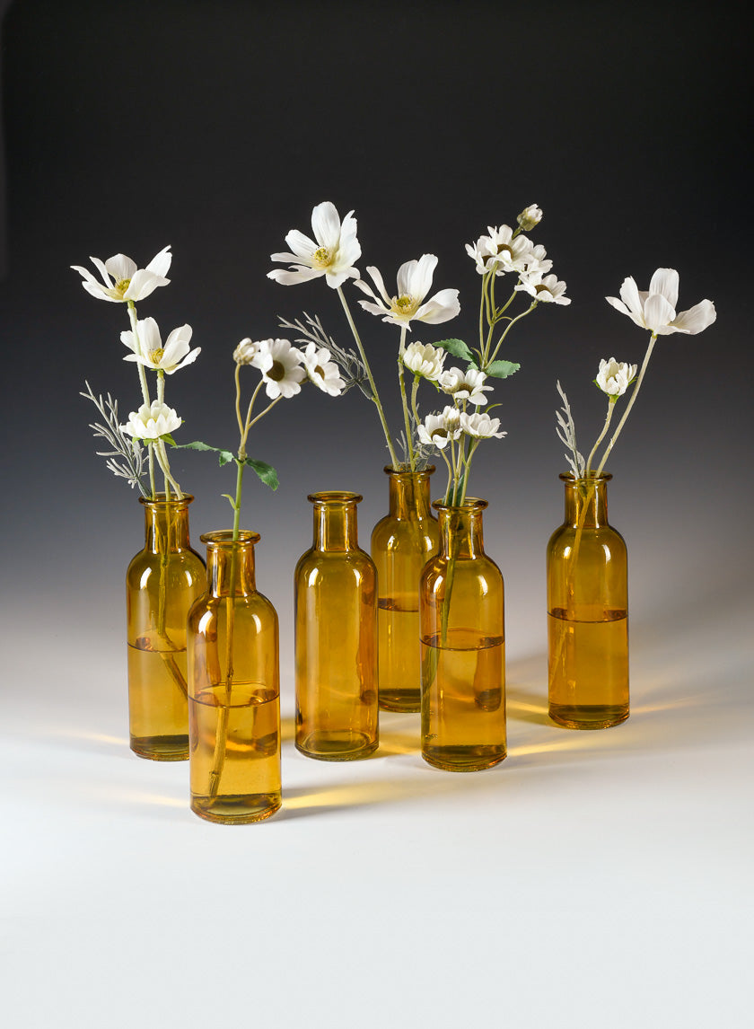 6.5in Tall Amber Glass Bottle Bud Vases Decor Jamali-garden