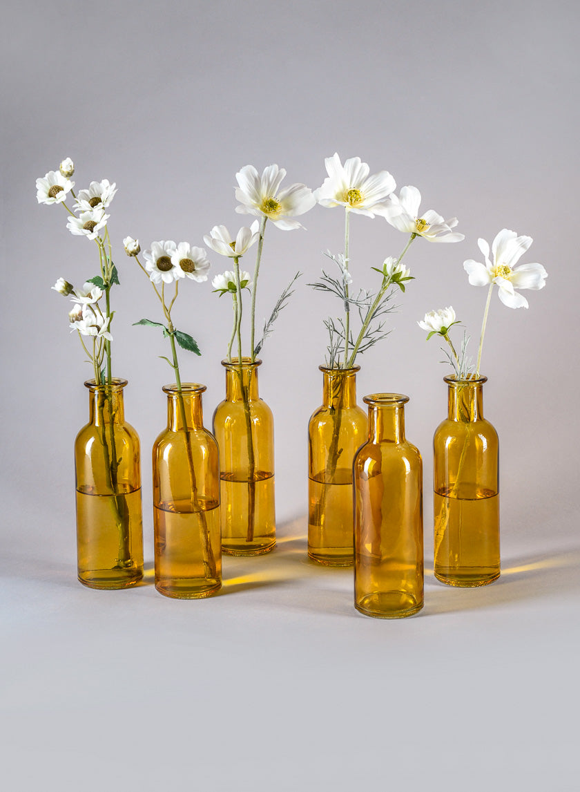 6.5in Tall Amber Glass Bottle Bud Vases Decor Jamali-garden