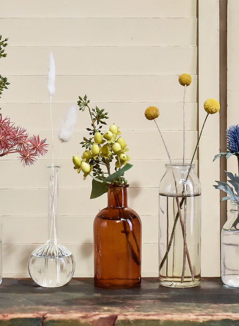 5.25in Tall Amber Medicine Bottle Glass Bud Vase Decor Jamali-garden