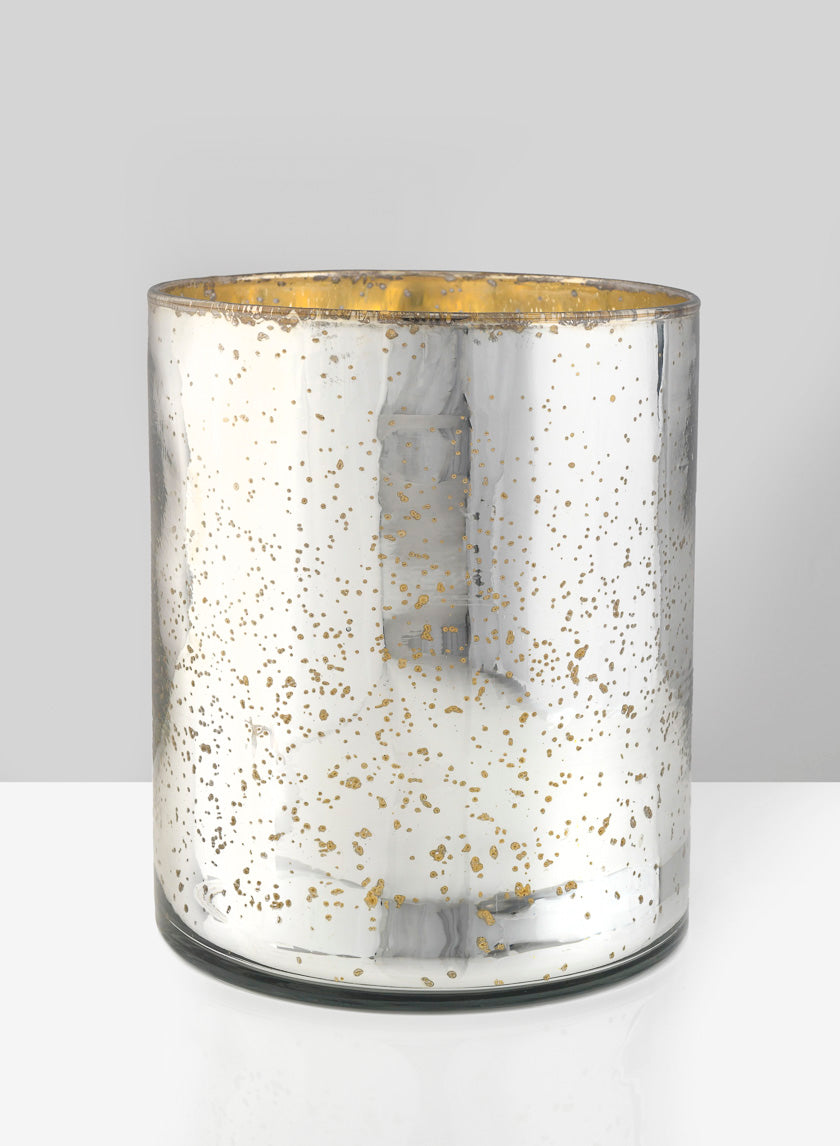 7.5in Tall Antique Silver Cylinder Decor Jamali-garden