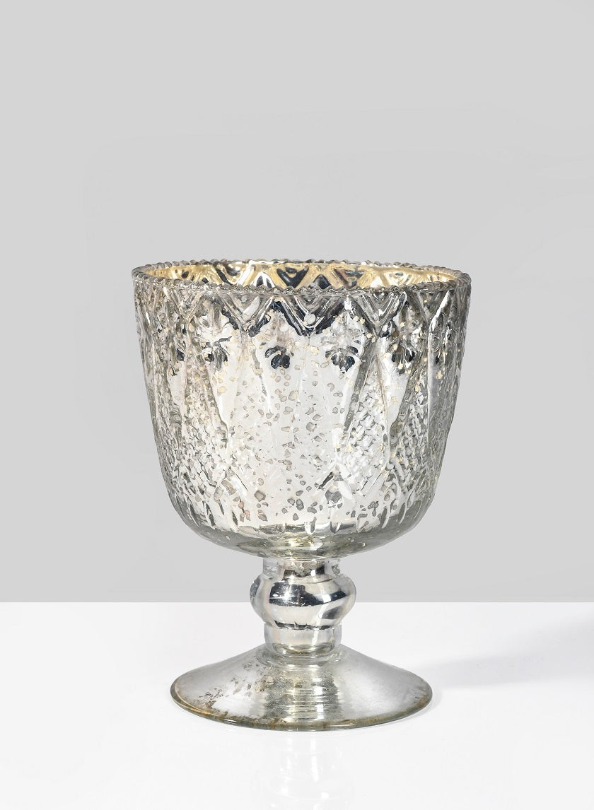 Patterned Silver Mercury Glass Coupes Decor Jamali-garden