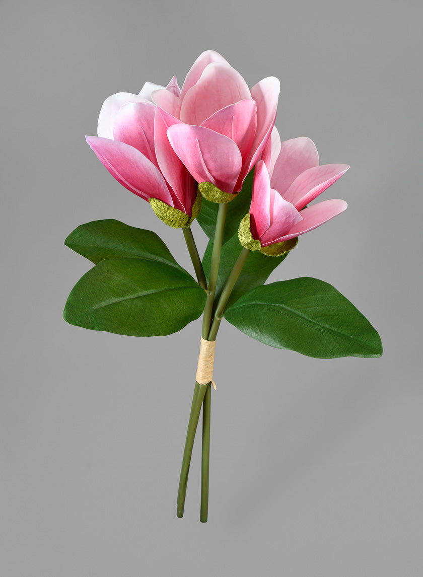 17in Long of 3-Stem Pink Magnolia Bouquet Decor Jamali-garden