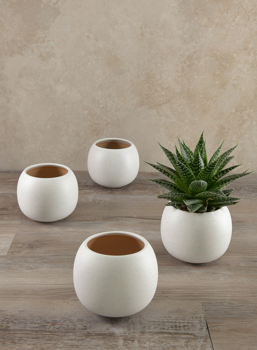 4.5in Wide Jorvik White Ceramic Fishbowl Decor Jamali-garden
