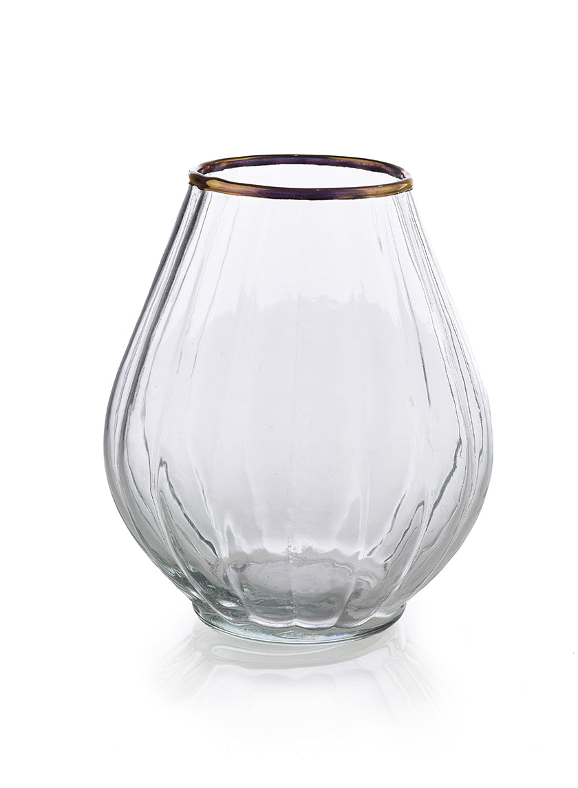 6in Tall Gold Rim Balloon Glass Vase Decor Jamali-garden