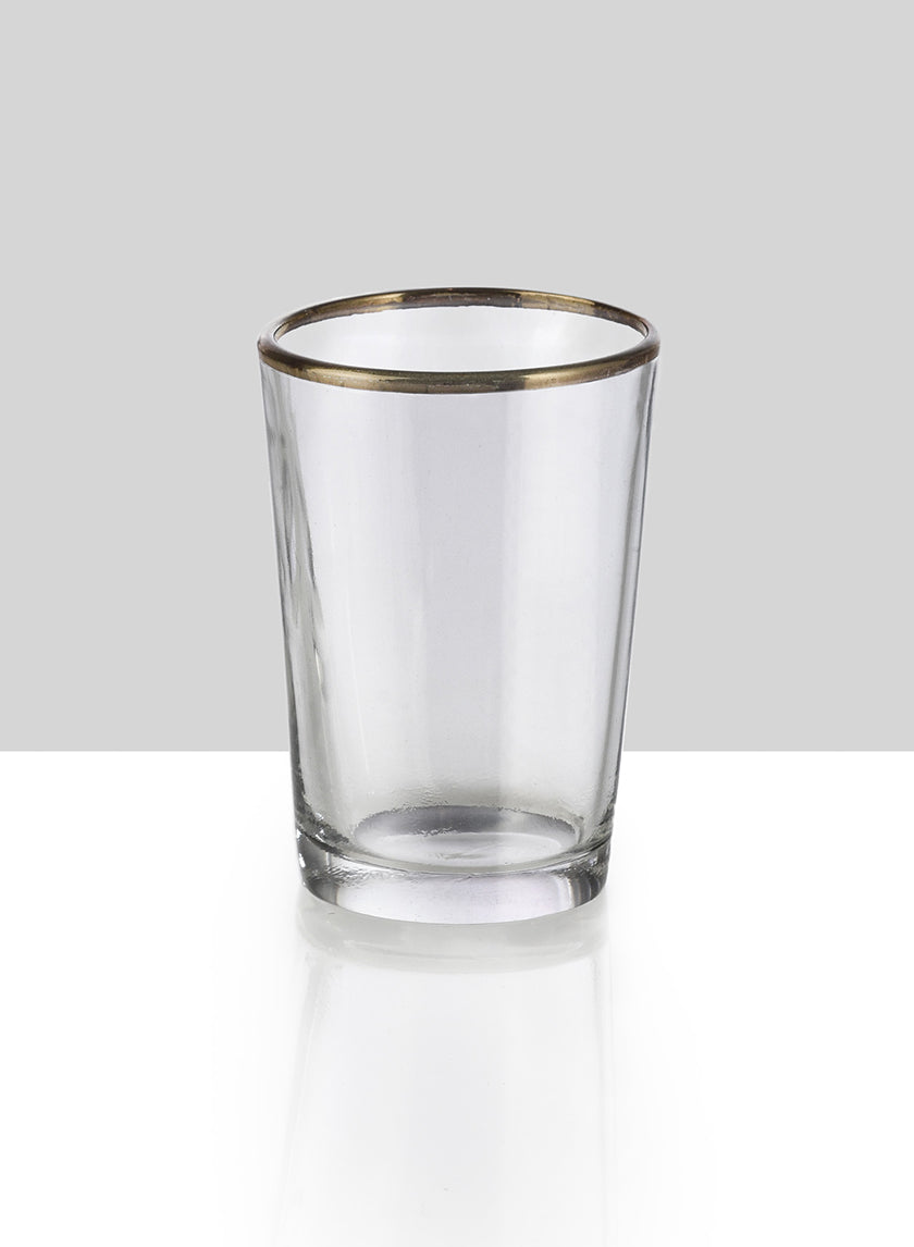 3.5in Tall Tapered Glass Votive Holder With Gold Rim Decor Jamali-garden