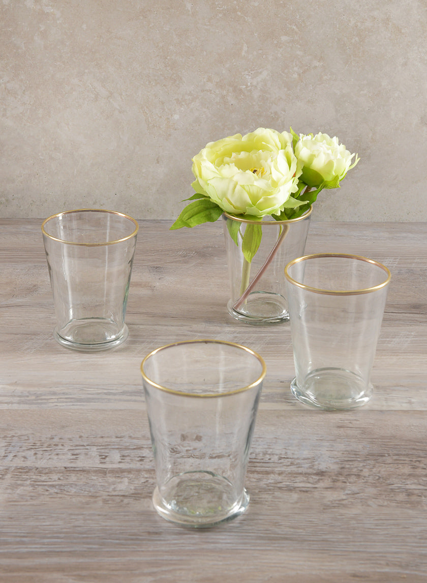 4.5in Tall Gold Rim Glass Julep Cup Vase Decor Jamali-garden