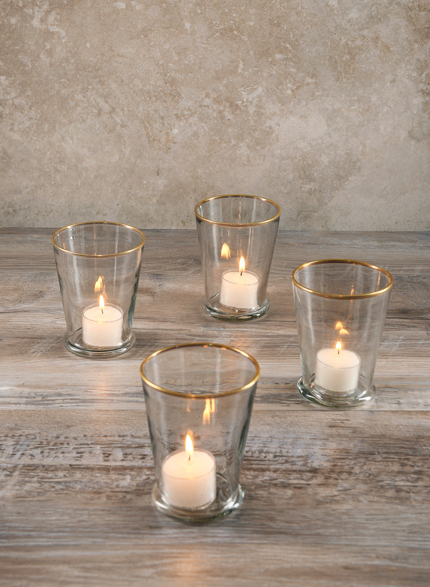 4.5in Tall Gold Rim Glass Julep Cup Vase Decor Jamali-garden